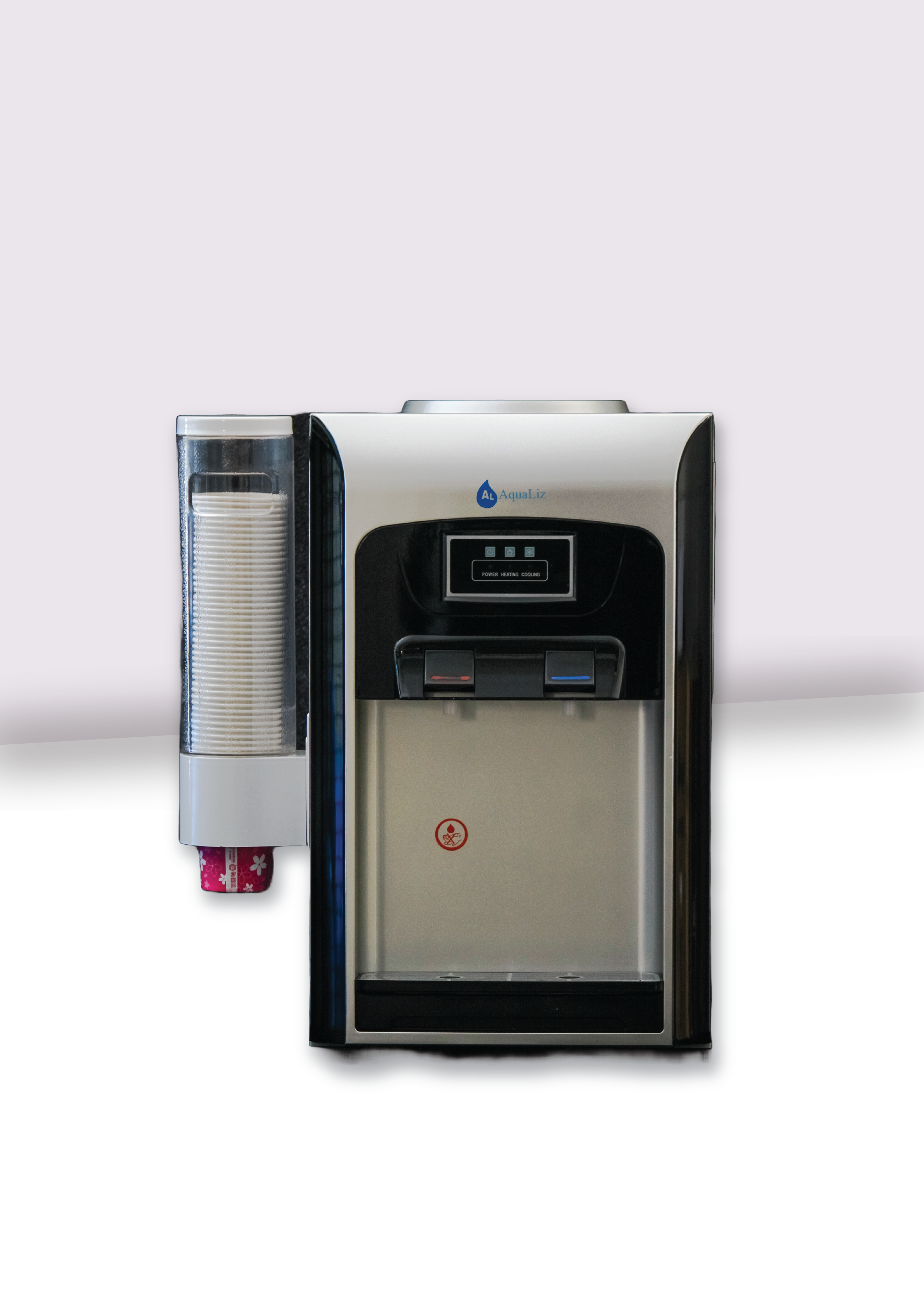 AquaLiz Desktop Water Dispenser/Water Cooler – Black Accent Edition [Accessories shown not included]